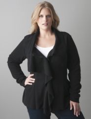 Plus sized Ruffle front fleece jacket by Lane Bryant