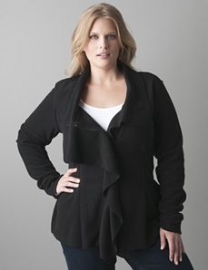 Plus sized Ruffle front fleece jacket by Lane Bryant