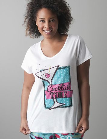 Plus size Cocktail time sleep tee by Cacique