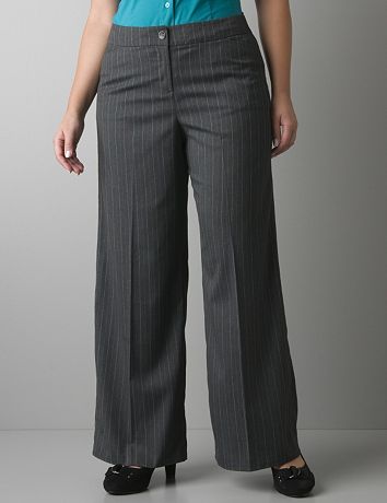 Pinstripe wide leg trouser by Lane Bryant