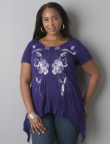 Foil floral sharkbite crinkle tee by Seven7