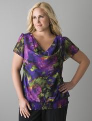 Abstract floral drape front top by Lane Bryant