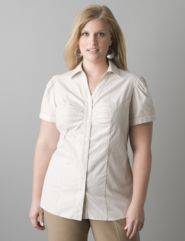 Plus size Metallic stripe short sleeve shirt by Lane Bryant