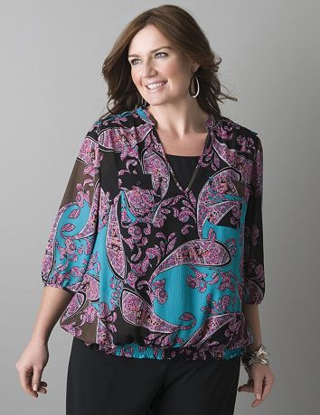 Paisley sheer peasant blouse by Lane Bryant