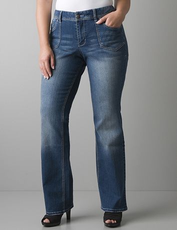 Pork chop pocket boot cut jean by Lane Bryant