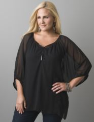 Sequin trim sheer blouse by Lane Bryant