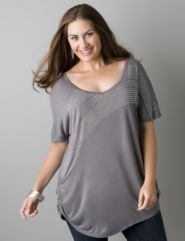 Ruched side studded tunic by Lane Bryant