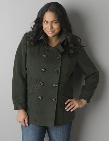 Plus size Ribbed  accent peacoat by Lane Bryant