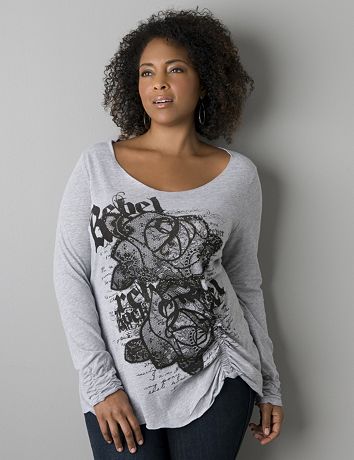 Rebel studded long sleeve tee by Lane Bryant