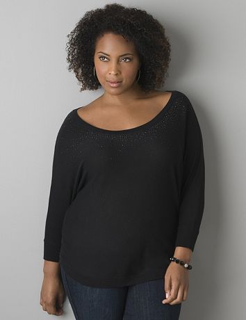 Dolman sleeve studded sweater by Lane Bryant