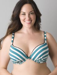 Striped plunge bra with cherry charm by Cacique