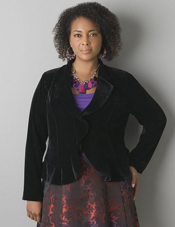 Ruffled velvet blazer by Lane Bryant