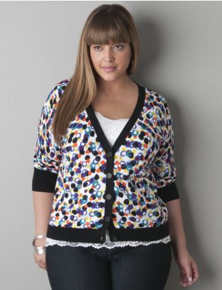 Paintball print 3/4 sleeve cardigan by Lane Bryant