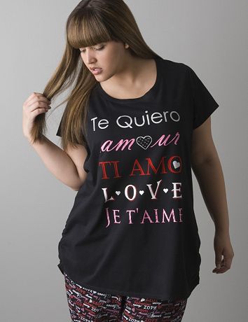 Language of love sleep tee by Cacique