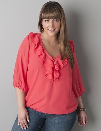 Sheer ruffled peasant top by Lane Bryant