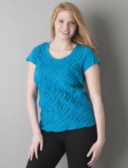 Asymmetric smocked tee by DKNY JEANS