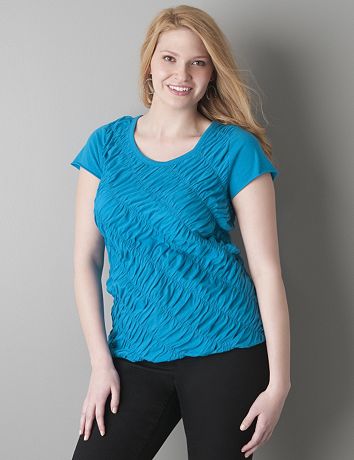 Asymmetric smocked tee by DKNY JEANS