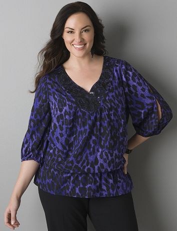 Embellished animal print blouse by Lane Bryant