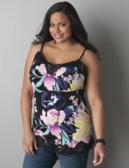 Orchid print lace trim cami by Lane Bryant