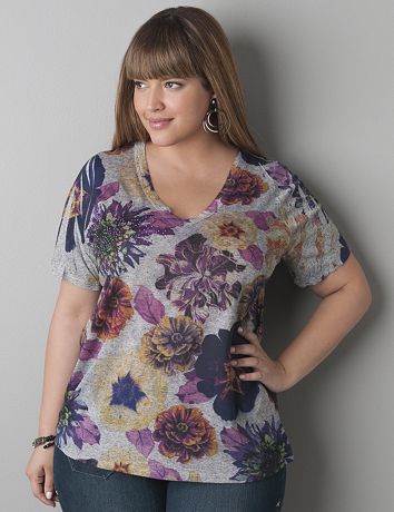 Embellished floral babydoll top by Lane Bryant