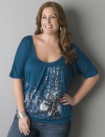 Embellished print band bottom top by Lane Bryant
