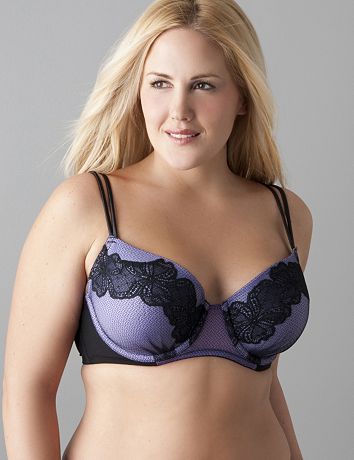 Embroidered mesh T shirt bra