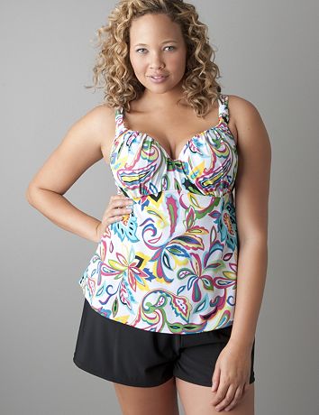 Paisley swim tank with built in Cacique balconette bra
