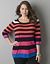 Plus size 3/4 sleeve striped sweater