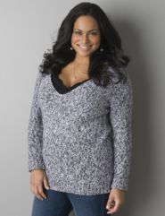 Deep V-neck marled sweater by Lane Bryant