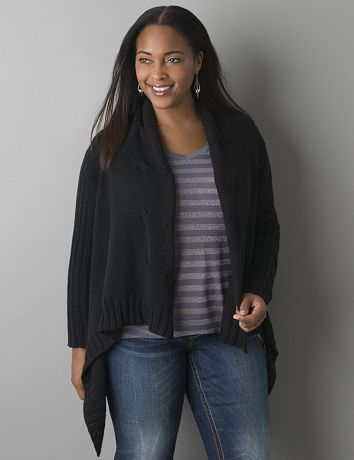 Cable knit flyaway cardigan by Seven7