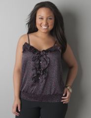 Polka dot ruffled tank top by Lane Bryant