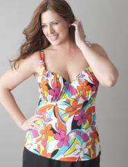 Swirled floral balconette swim tank by Cacique