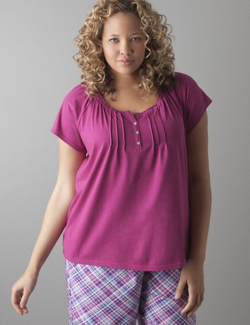 Short sleeve pintuck sleep top by Cacique