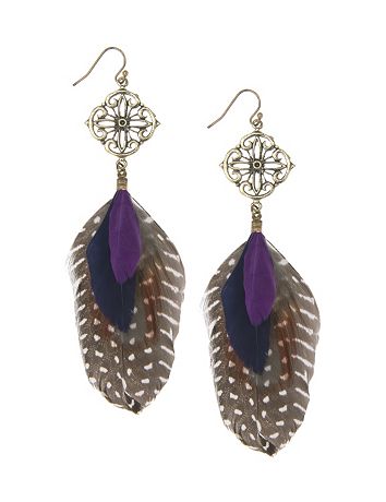 Layered feather earrings by Lane Bryant