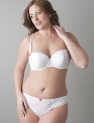 Eyelet lace cotton demi bra and tanga panty