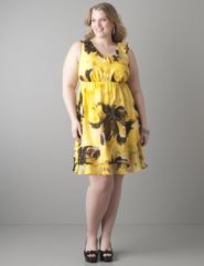 Ruffled chiffon dress by Lane Bryant