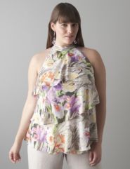 Tie neck tiered halter top by Lane Bryant