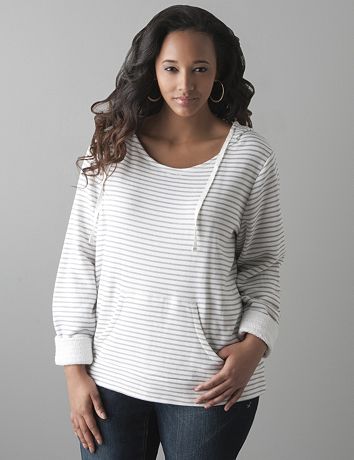 Plus size Striped pullover hoodie by Lane Bryant