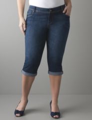 Full figure Medium wash denim capri by Lane Bryant