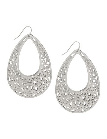 Silvertone filigree teardrop earrings by Lane Bryant