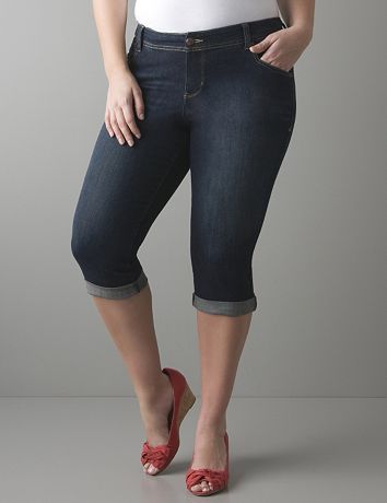 Plus size Dark wash denim capri by Lane Bryant