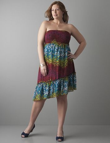 Raindrop smocked convertible dress by Lane Bryant