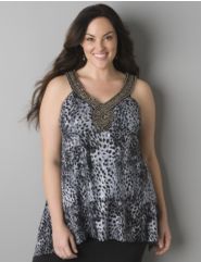 Embellished animal print sharkbite tank