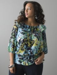Sheer ruffled peasant top by Lane Bryant