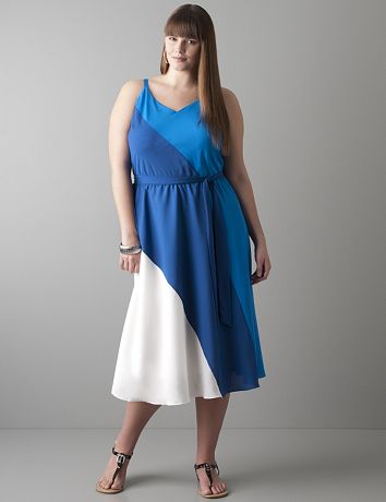 Diagonal colorblock dress by Lane Bryant