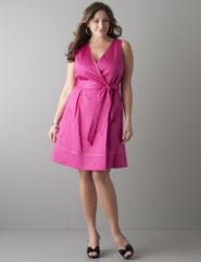 Ribbon trim sateen dress by Lane Bryant