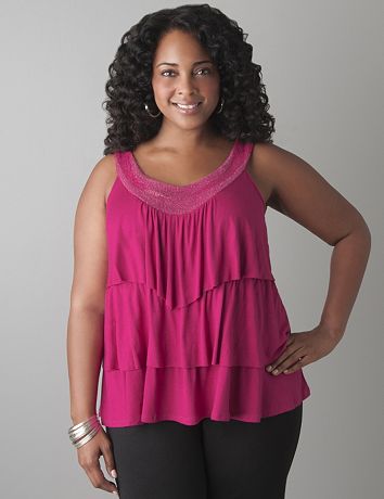 Embellished tiered tank by Lane Bryant