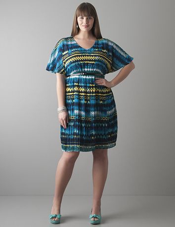 Pleated print dress by Lane Bryant
