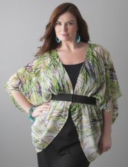 Kimono top with elastic belt by Lane Bryant