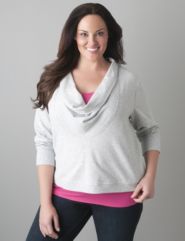 Cowl neck cropped sweatshirt by Lane Bryant